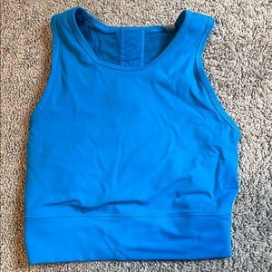 Lululemon high neck, cropped tank with built-in bra in Poolside